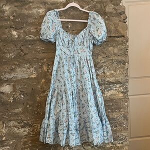 Francesca's Collections Light Blue Floral Midi Dress